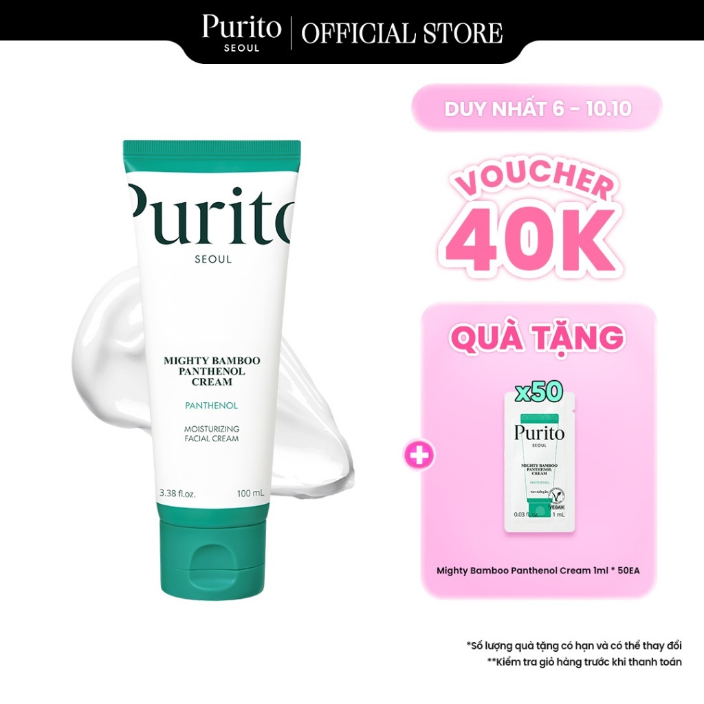 Kem Dưỡng Giúp Phục Hồi Da PURITO Mighty Bamboo Panthenol Cream 100ml