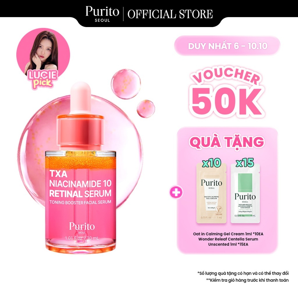 Tinh chất hỗ trợ dưỡng sáng và tái tạo da PURITO TXA Niacinamide 10 Retinal Serum 30ml