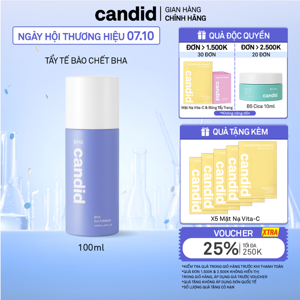 Hoạt Chất BHA Tẩy Tế Bào Chết & Thông Thoáng Lỗ Chân Lông - CANDID BHA Gel Exfoliant 100ml