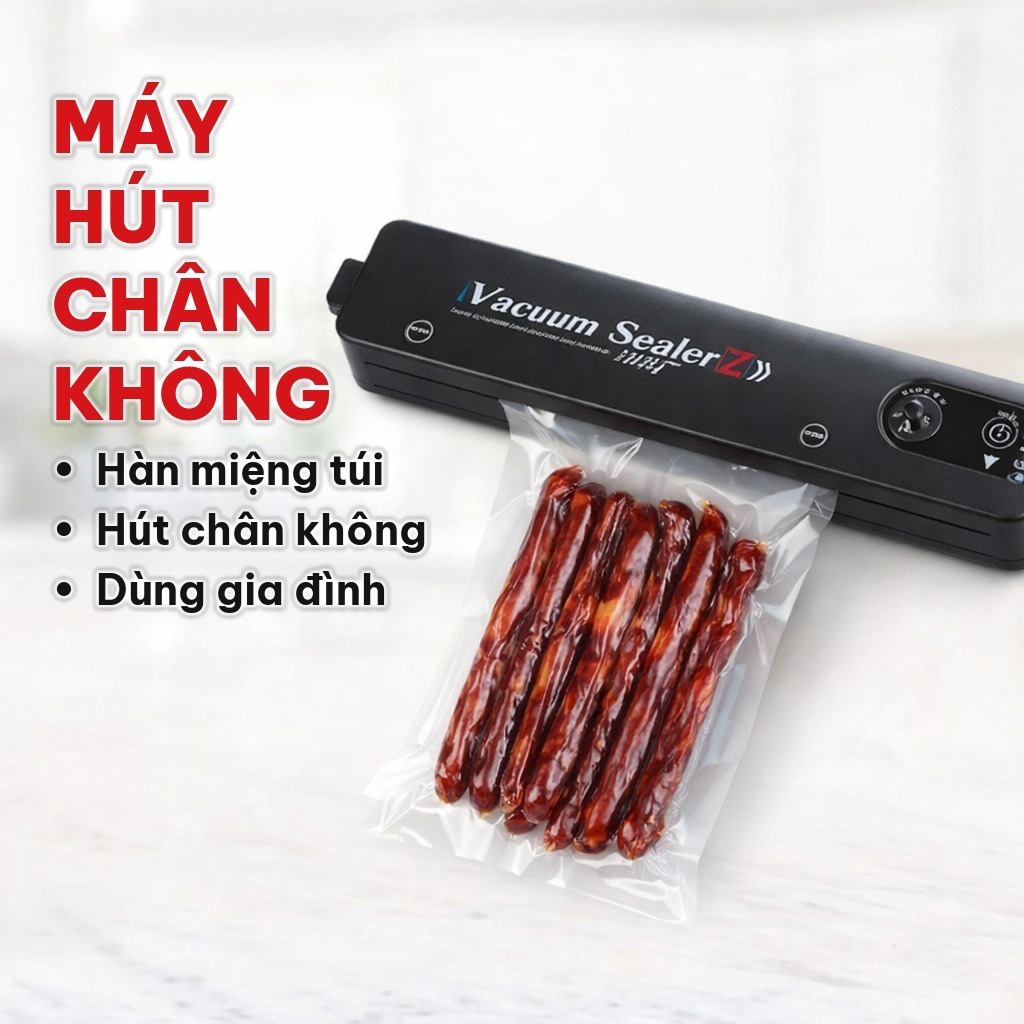 Máy Hút Chân Không Thực Phẩm Gia Đình, Máy Hàn Miệng Túi Đóng Gói, Giúp Bảo Quản Thịt Cá Rau Củ Tươi Lâu
