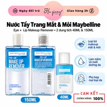 Nước Tẩy Trang Mắt Môi MAYBELLINE Eye + Lip Make Up Remover tẩy trang lớp makeup và trang điểm mắt môi với nước làm sạch