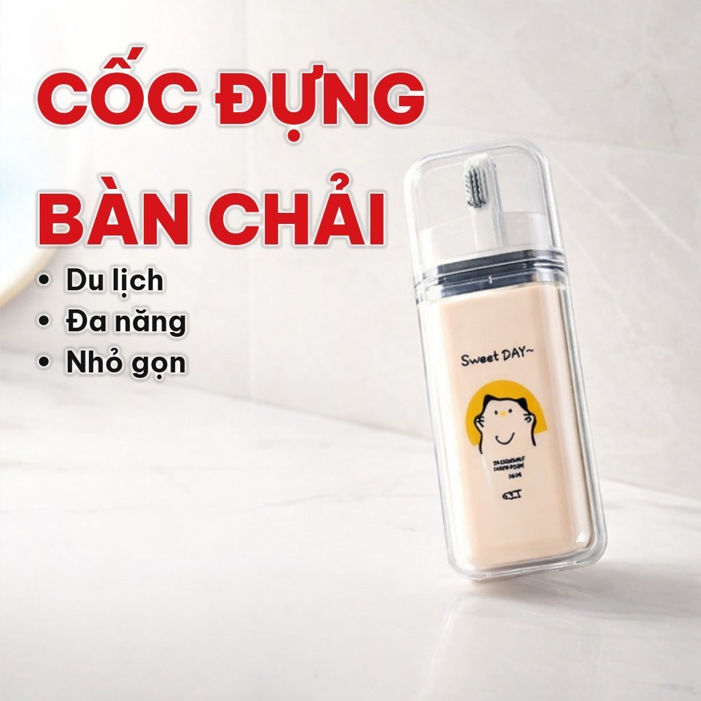 (COMBO 3) Cốc Đựng Bàn Chải Kem Đánh Răng Du Lịch, Hộp Đựng Bàn Chải Đánh Răng Bằng Nhựa Nhỏ Gọn Cho Gia Đình