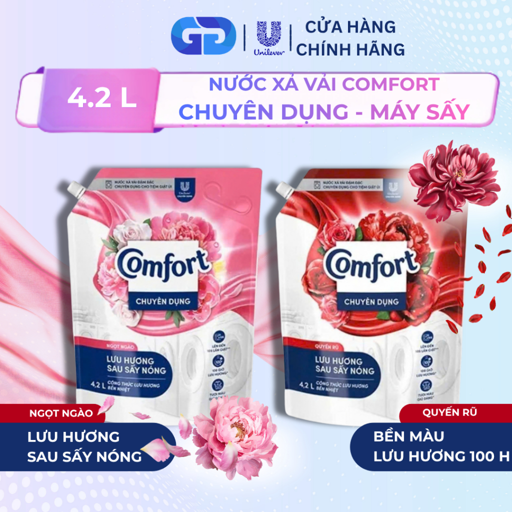 Nước xả vải Comfort Chuyên Dụng Máy Sấy 4.2L hương Ngọt Ngào Quyến Rũ Dung Tích Lớn Cho Tiệm Giặt