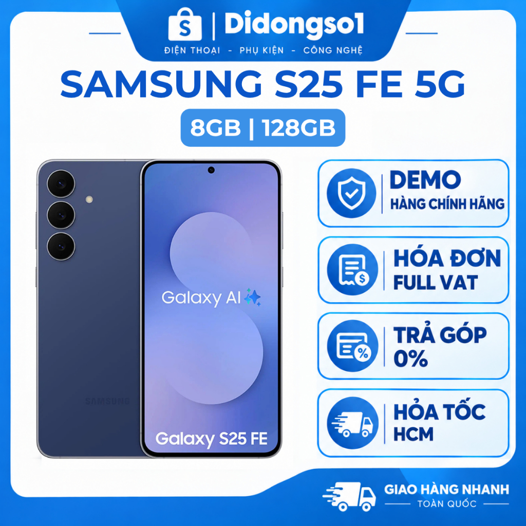 Điện Thoại Samsung Galaxy S25 FE 5G 128GB Chính Hãng Demo 99% Fullbox- Pin 4900mAh Sạc Nhanh 45W