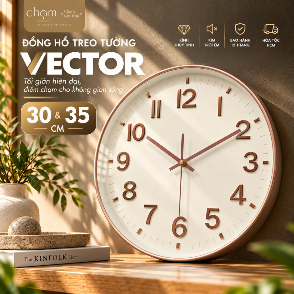 Đồng Hồ Treo Tường Decor Chamgocnha Kim Trôi Số Nổi 3D Hiện Đại Trang Trí Phòng Khách Bảo Hành 12T