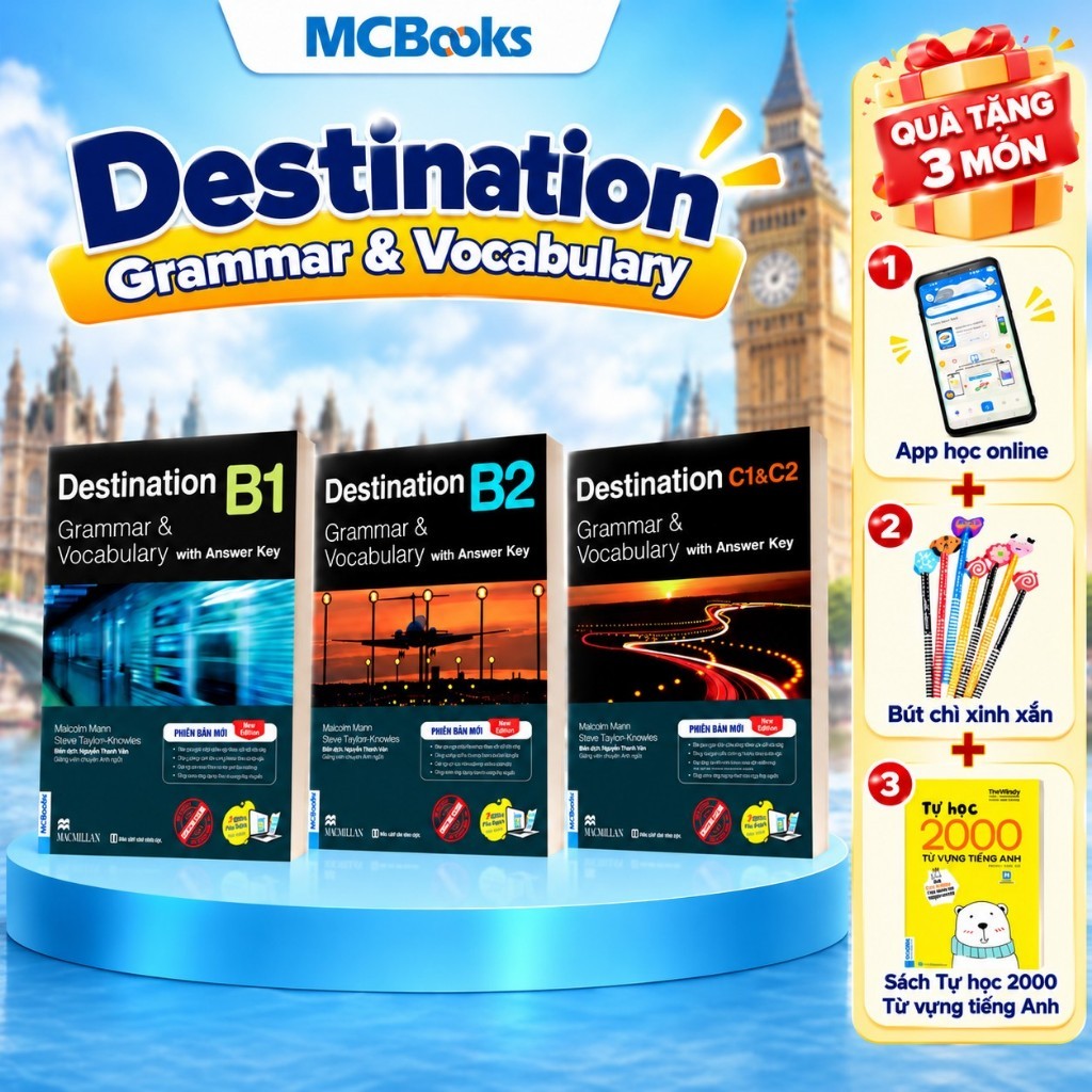 Sách - Trọn Bộ Giáo Trình Destination Grammar & Vocabulary B1, B2, C1&C2 phân loại Lẻ/combo-Phiên bản mới