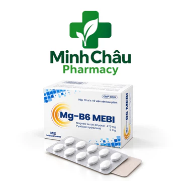 Mg B6 Mebi bổ sung Magie B6 ( 470/5) Hỗ trợ giảm mệt mỏi, căng thẳng, suy nhược thần kinh (Hộp 100 viên)