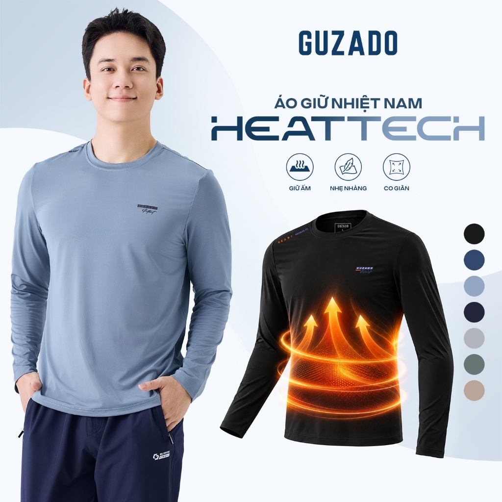 Áo thun nam dài tay Guzado Giữ Nhiệt Tốt,Vải Heattech Cao Cấp,Co Giãn 4 Chiều GDT-GCTD26W001