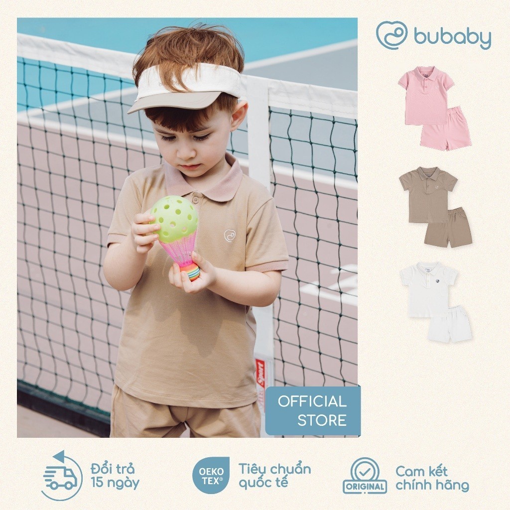 Bộ quần áo cộc tay basic cổ polo BU Baby Ponie, bộ cộc thời trang cá tính bé trai bé gái | BPN130313