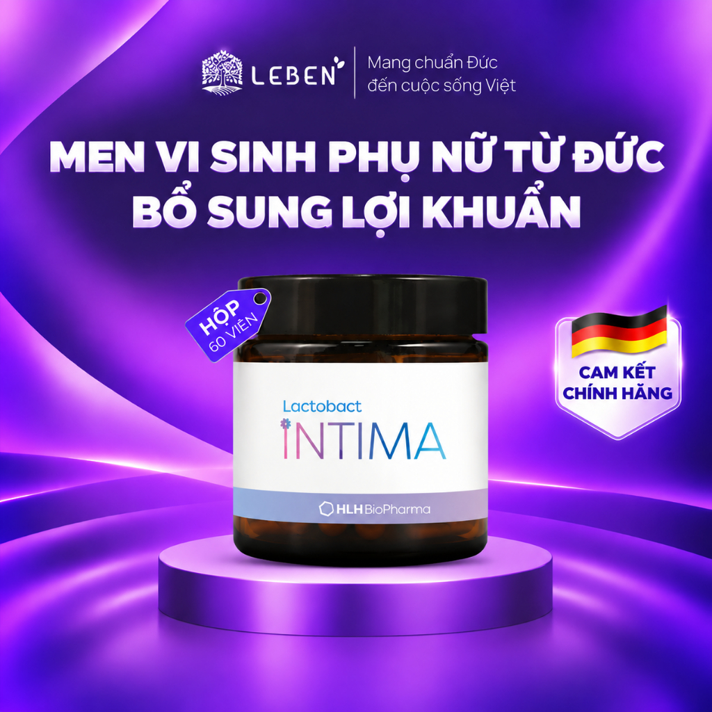 Hộp 60 viên men vi sinh phụ nữ Lactobact Intima bổ sung lợi khuẩn, D-Mannose Cranberry nhập khẩu từ Đức
