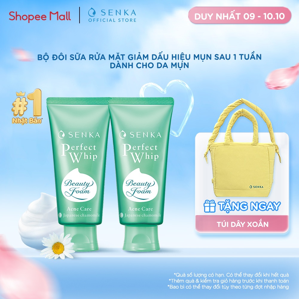 Bộ 02 Sữa rửa mặt  ngừa mụn SENKA PERFECT WHIP ACNE CARE 100g/chai