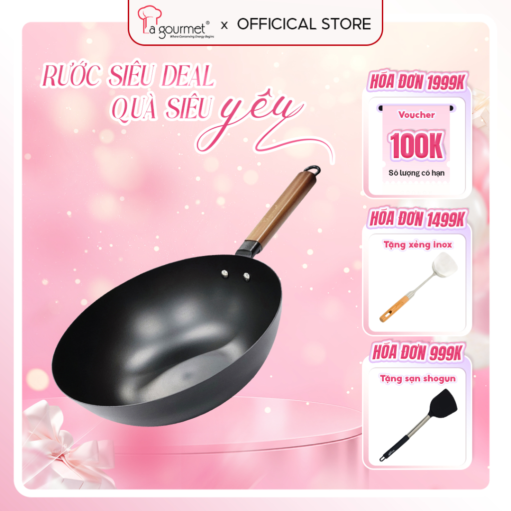 Chảo Thép Hikaru La gourmet cao cấp chính hãng 30cm lòng sâu - 412515, không chất gây ung thư, an toàn sức khoẻ