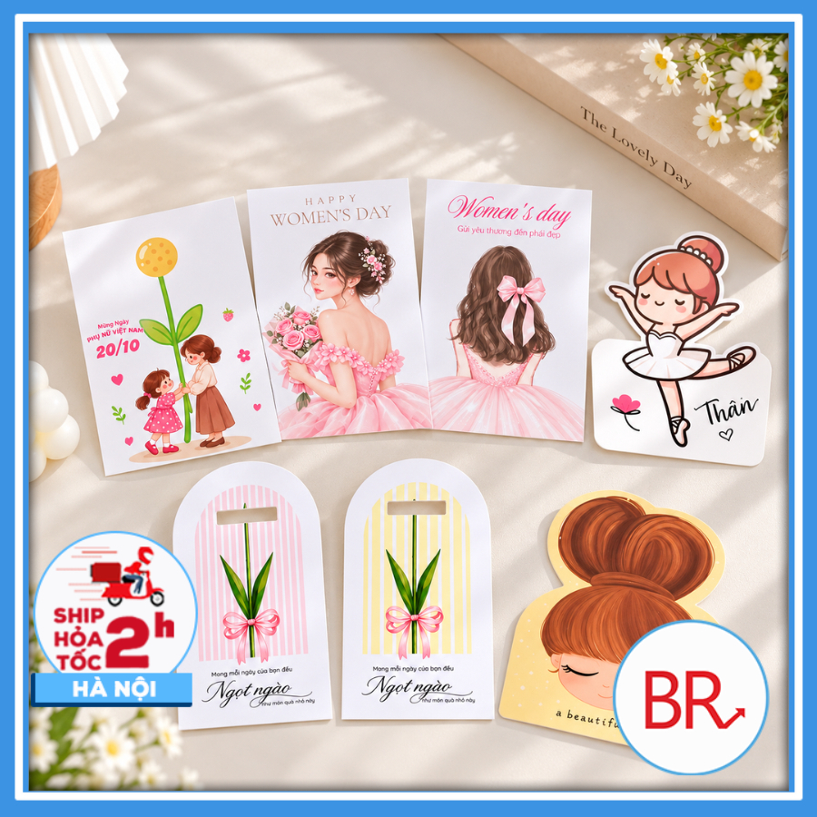 [QUÀTẶNG 20/11]Sỉ 50/30Thiệp cài chun buộc tóc siêu xinh-Banner cô gái làm quà tặng cô giao, bạn bè, người yêu 03027