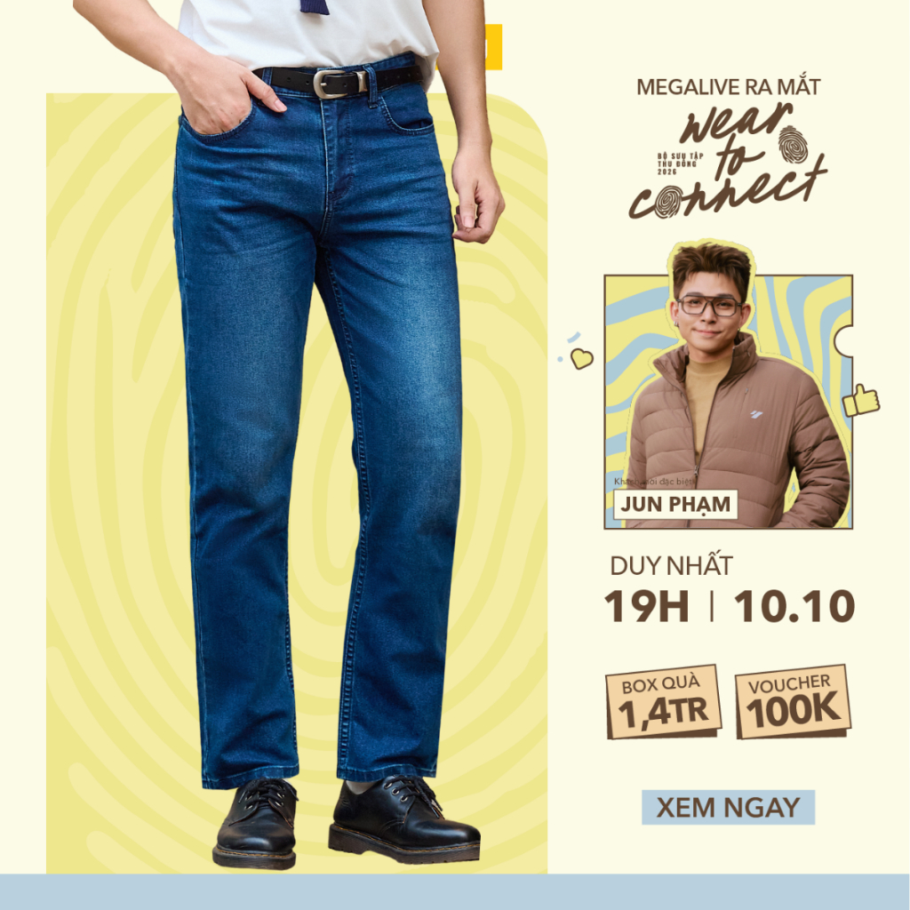 [BST THU ĐÔNG 2026] Quần Jeans Nam YODY Demin Co giãn, Dáng Regular Can Túi TRA - MCJE26A019