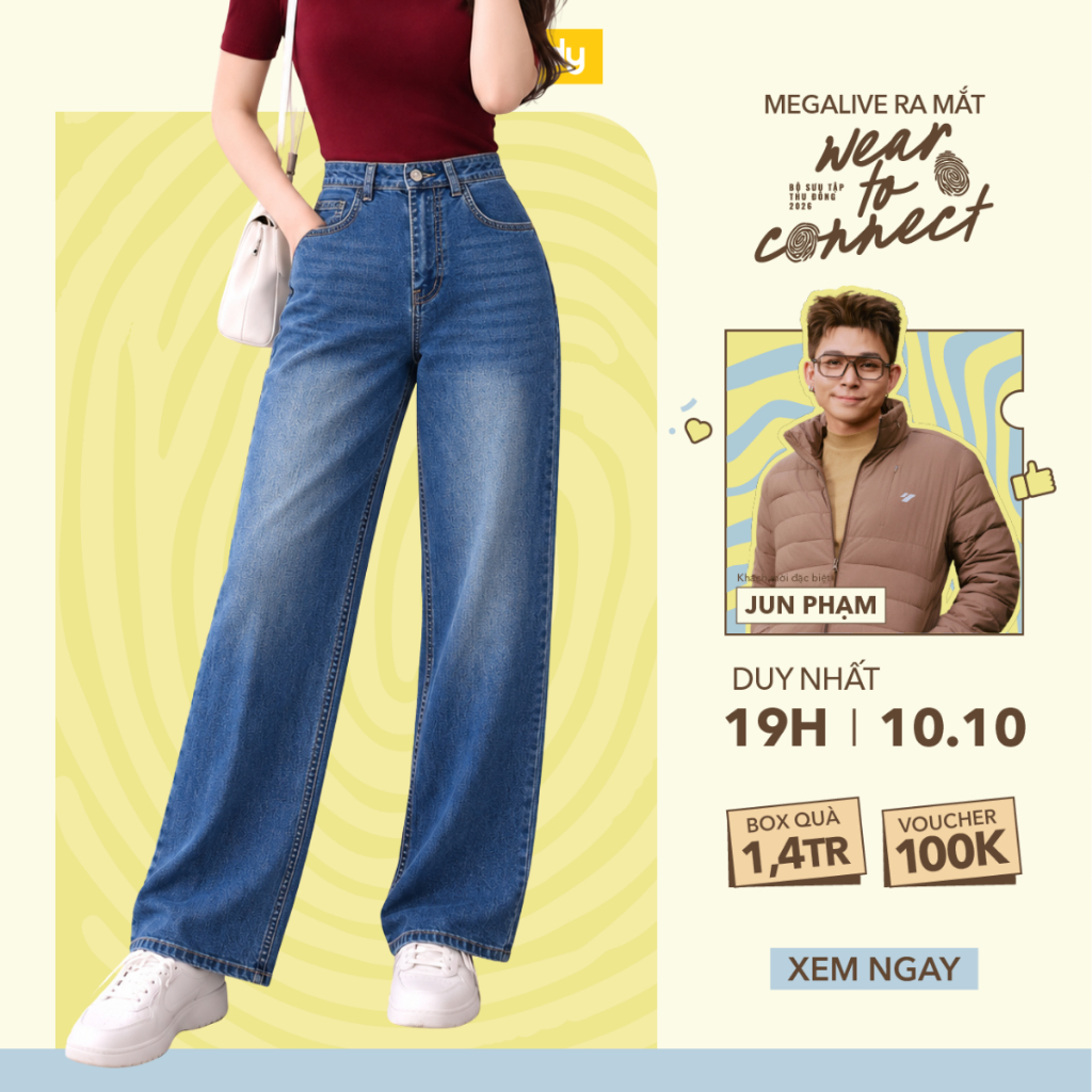 [BST THU ĐÔNG 2026] Quần Jeans Nữ Yody Ống Rộng Form Straight Essential Co Giãn Nhẹ TRA WCJE26A027