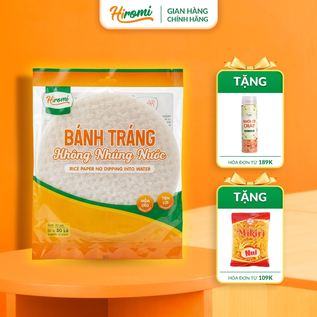 Bánh Tráng Không Nhúng Nước Hiromi Túi 95g - Không Nhúng Nước, Hình Tròn, Dễ Cuốn, Tiện Lợi
