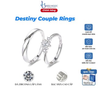 Nhẫn đôi bạc nam nữ s925 Destiny Rings, Quà tặng 20/10 ý nghĩa, Nhẫn bạc đôi s925 freesize - ND2892