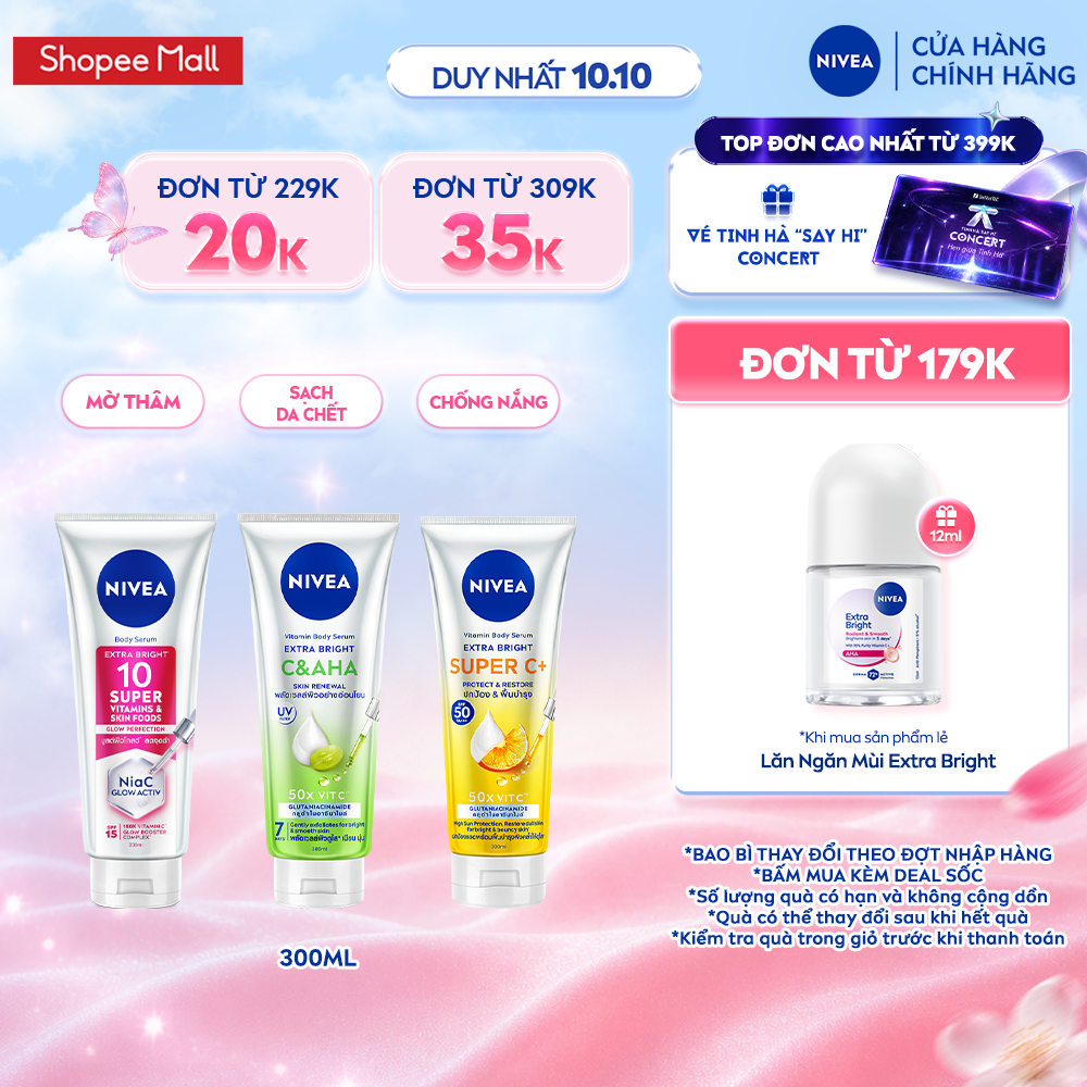Tinh Chất Dưỡng Thể NIVEA Vitamin Serum - Dưỡng Sáng Da Sau 7 Ngày 300ml - 93824/99197/99195/99190/99192