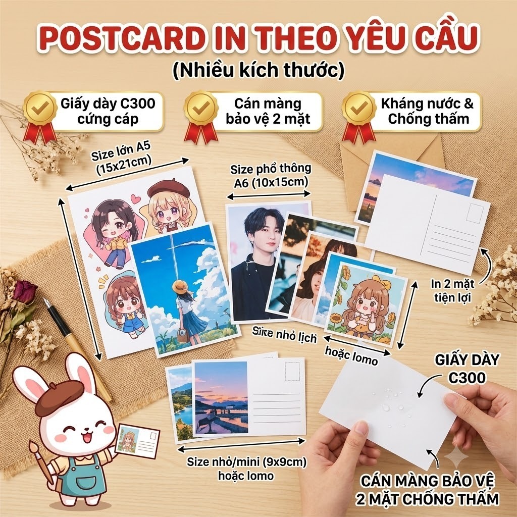 Set 4-15 Tấm Postcard In Theo Yêu Cầu Nhiều Size, Giấy C300 Dày Cứng ...