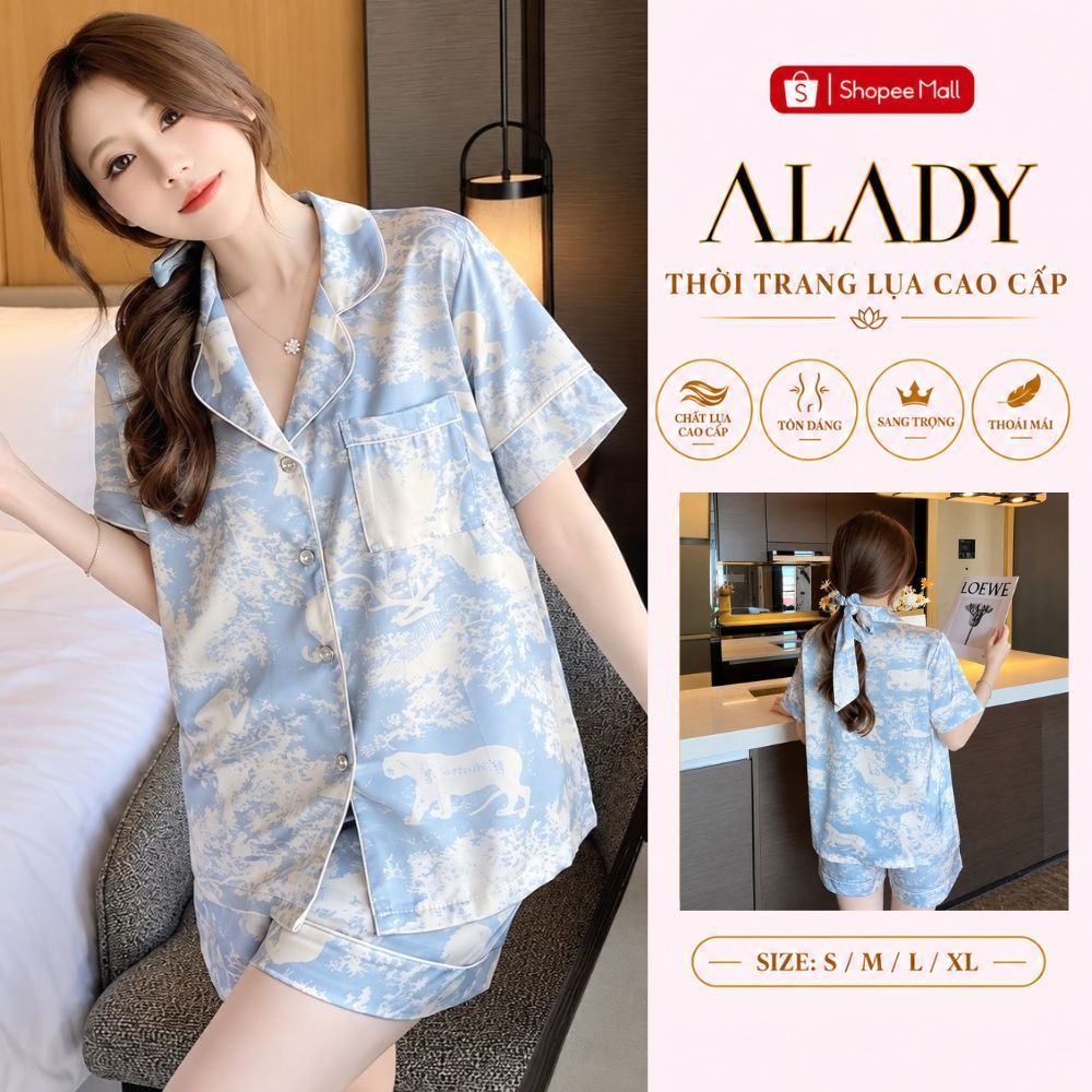Bộ đồ ngủ nữ Pijama ALADY tay ngắn quần đùi chất vải lụa Latin cao cấp - D112
