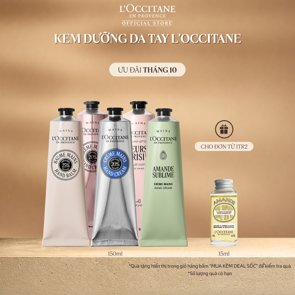 Kem Dưỡng Tay L'Occitane Hand Cream Giúp Dưỡng Ẩm, Dưỡng Da Tay Mềm Mịn 150ml