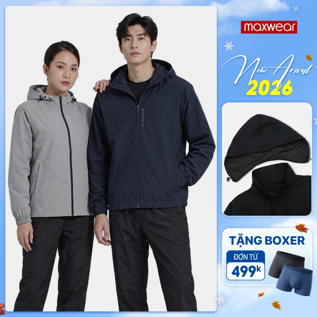 Áo Khoác Gió Nam Nữ 2 Lớp MAXWEAR Vải Gió Trượt Nước, Giữ Ấm, Cản Gió Tốt M-025