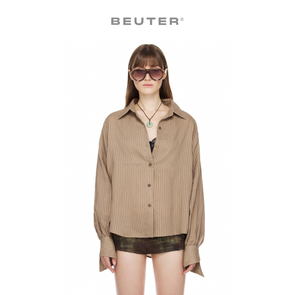 Áo Sơ Mi Nữ Kiểu Boyfriend Màu Nâu Hạnh Nhân - BEUTER® WMNS BOYFRIEND SHIRT - ALMOND
