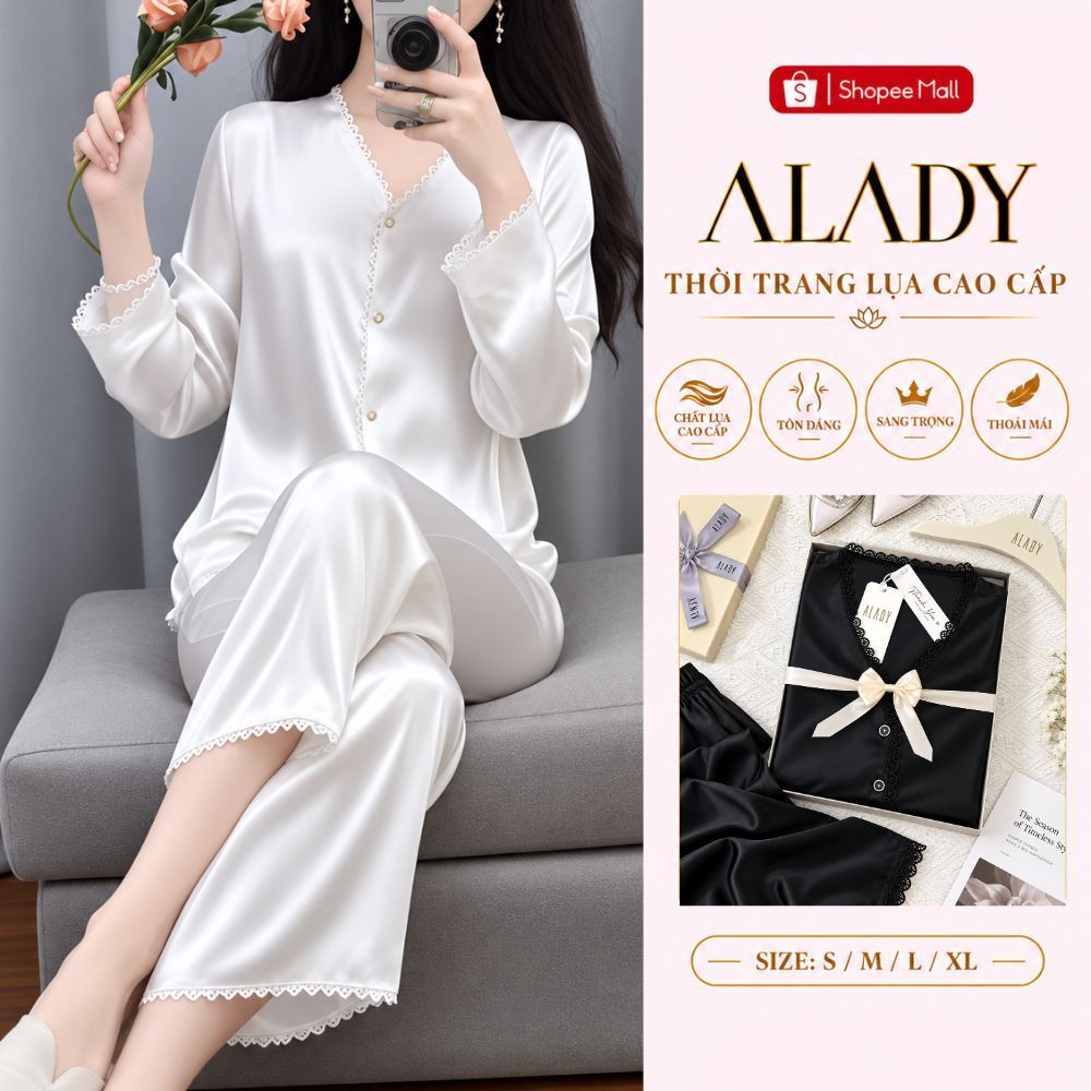 Bộ đồ ngủ nữ Pijama ALADY tay dài chất vải lụa Latin cao cấp - TD028