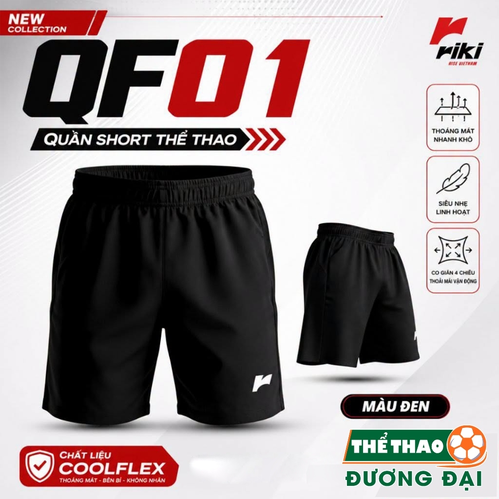Quần Thể Thao Đá Banh Riki QF01 Thun Mè Cao Cấp Co Giãn 4 Chiều Thể Thao Đương Đại