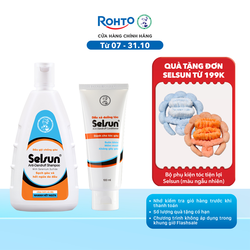 [VB] Bộ dầu gội Selsun & dầu xả Selsun: 1 Dầu gội Selsun Anti-Dandruff 250ml + 1 Dầu xả Selsun Anti-Dandruff 100ml