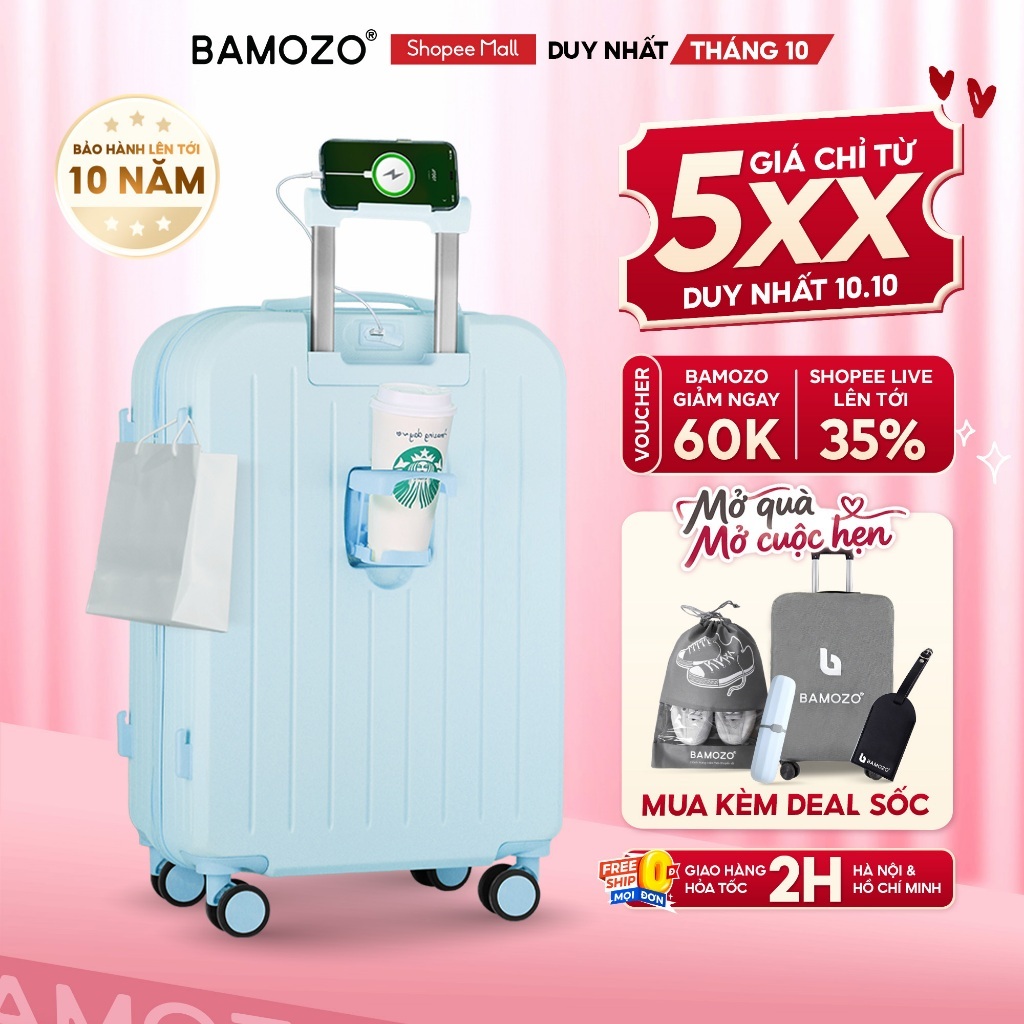 Vali Du Lịch B Bamozo 8812 Thời Trang Size 20/24inch, ABS Cao Cấp Bảo Hành 5 Năm - Lỗi 1 Đổi 1 30 ngày_8812
