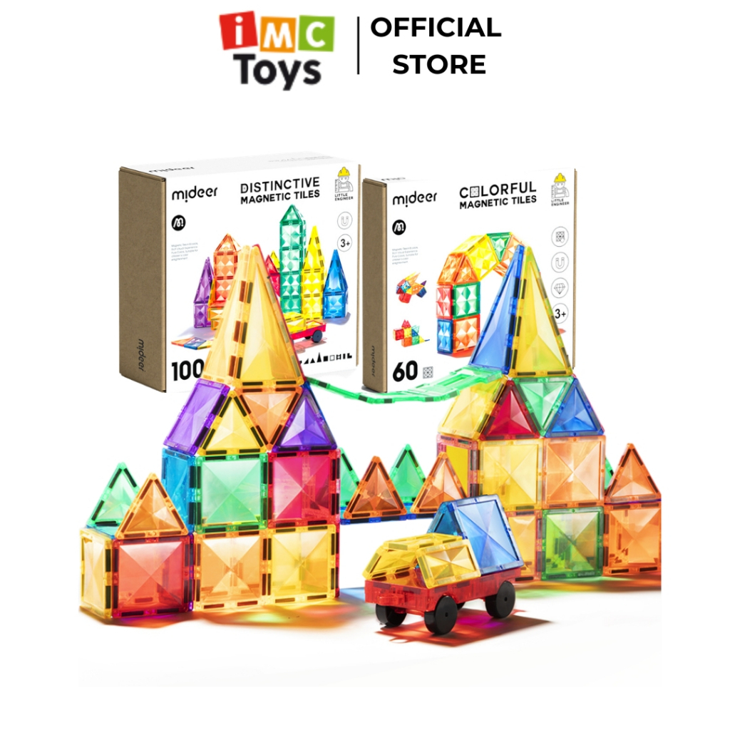Xếp Hình Nam Châm lắp ráp Mideer Colorful Magnetic Tiles ghép hình nam châm ánh sáng