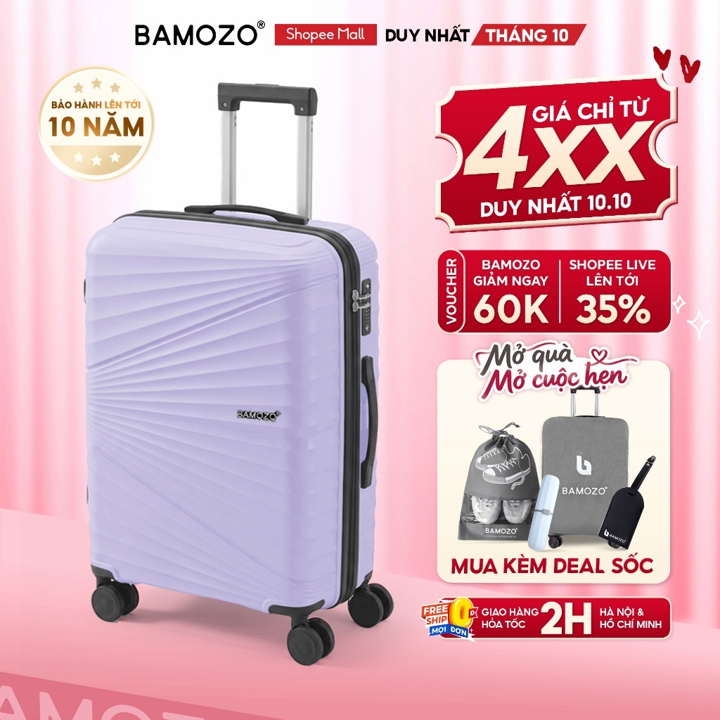 Vali Du Lịch B Bamozo IRIS Thời Trang  Size 20/24 Chất Liệu Nhựa PP Cao Cấp - BH 10 Năm - Lỗi 1 Đổi 1 Trong 30 Ngày_IRIS