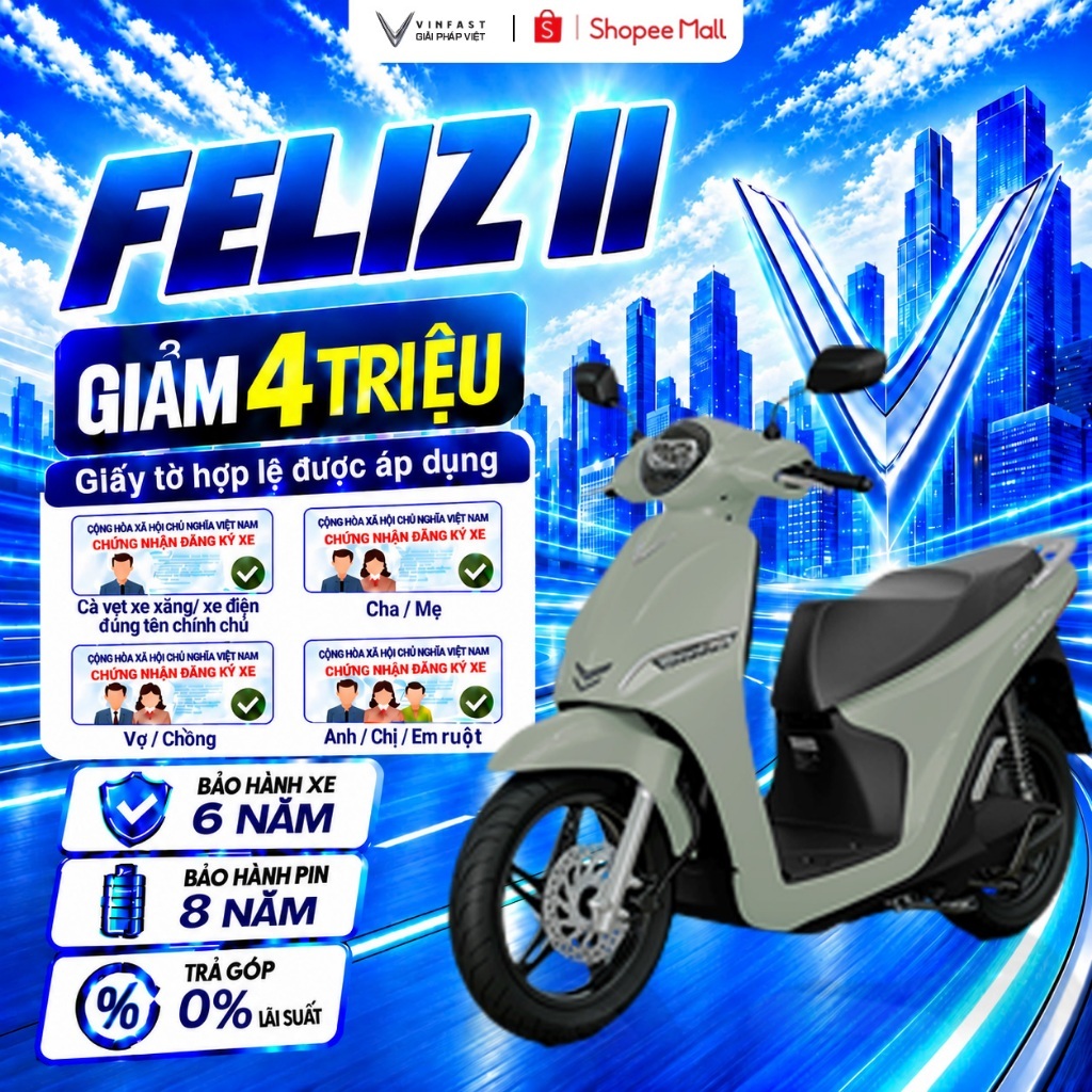 Xe Máy Điện VinFast Feliz II - Đổi pin tại trụ - Thuê Pin | BigBuy360 - bigbuy360.vn
