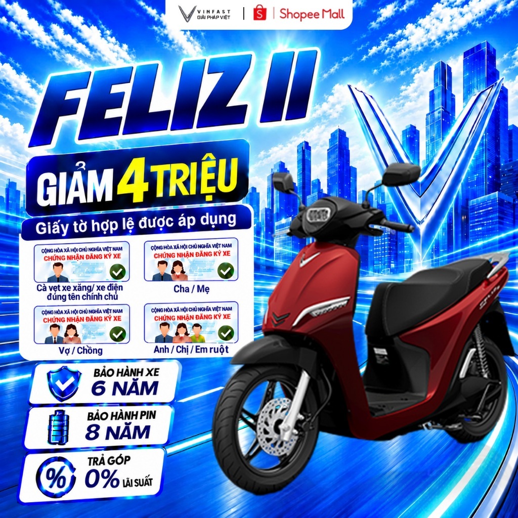 Xe Máy Điện VinFast Feliz II - Đổi pin tại trụ - Thuê Pin | BigBuy360 - bigbuy360.vn
