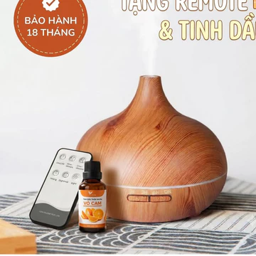 Máy Xông Tinh Dầu Máy Khuếch Tán Tinh Dầu Đèn Xông Quả Bầu Tiên 550ml Tặng Remote và Tinh Dầu