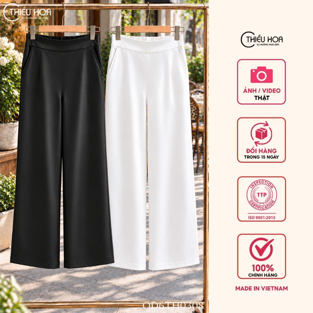 Quần dài nữ được làm từ chất liệu Lụa với thiết kế trẻ trung, thương hiệu Thiều Hoa QD6TH0308