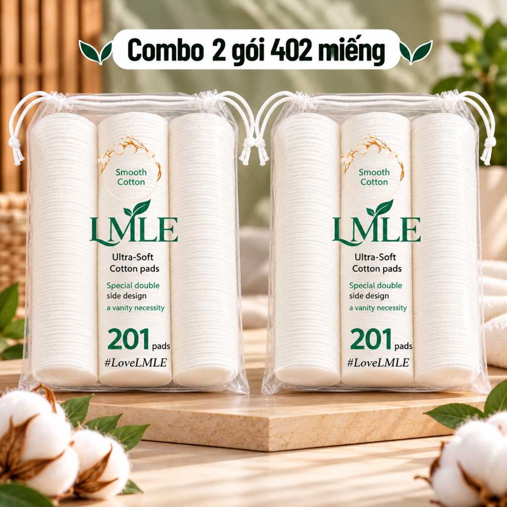 [Chính hãng] Bông tẩy trang LMLE 201 miếng cotton tư nhiên dày dặn mềm mịn P0642