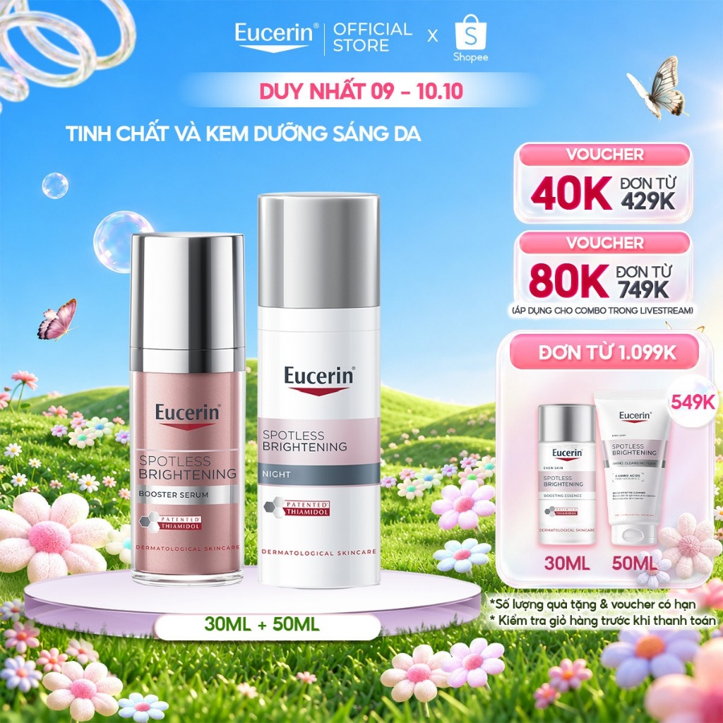 Bộ Tinh chất giảm thâm nám & dưỡng sáng Booster Serum 30ml + Kem đêm giảm thâm nám & sáng da Spotless Brightening 50ml