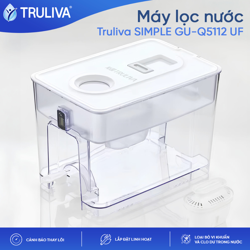Máy lọc nước Truliva Simple GU-Q5112 UF - Thiết kế nhỏ gọn, 7,5L để tủ lạnh thoải mái sử dụng