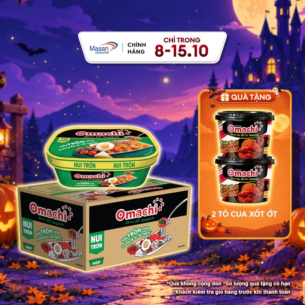 Thùng Omachi Nui trộn xốt Spaghetti 12 hộp x 87g