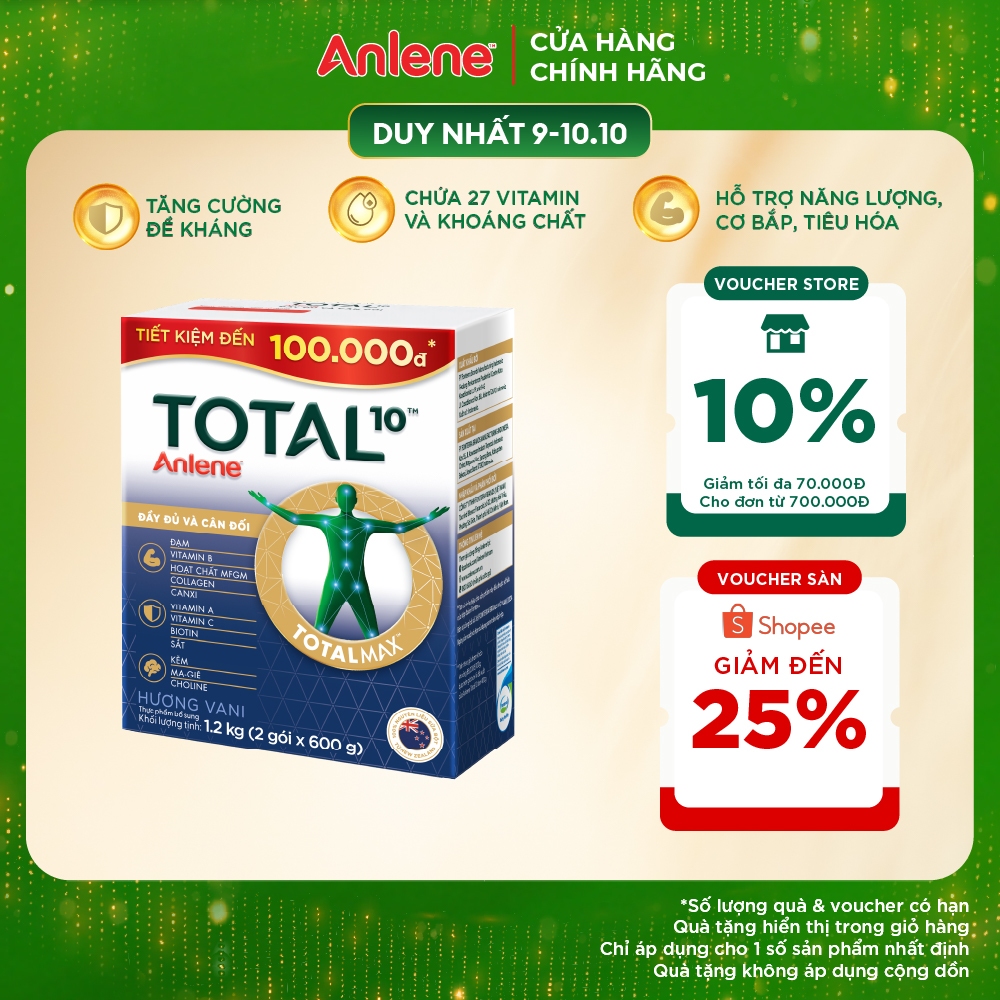 [SẢN PHẨM MỚI] Sữa Bột Total 10 hộp 1,2kg dinh dưỡng đầy đủ và cân đối cho người lớn tuổi