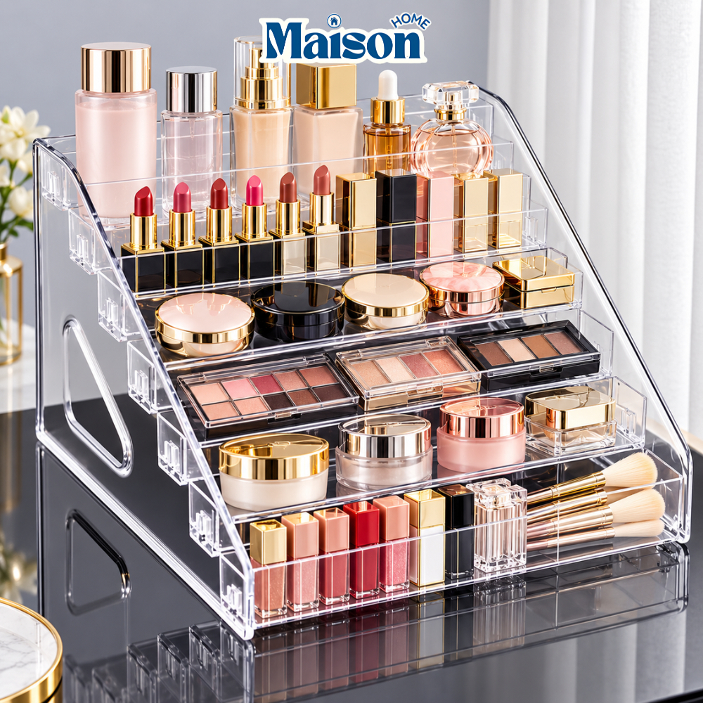 Kệ Trong Suốt Nhiều Tầng 3/5/7 Đựng Mỹ Phẩm & Nước Hoa MAISON Giá Sắp Xếp Đồ Makeup Gọn Gàng