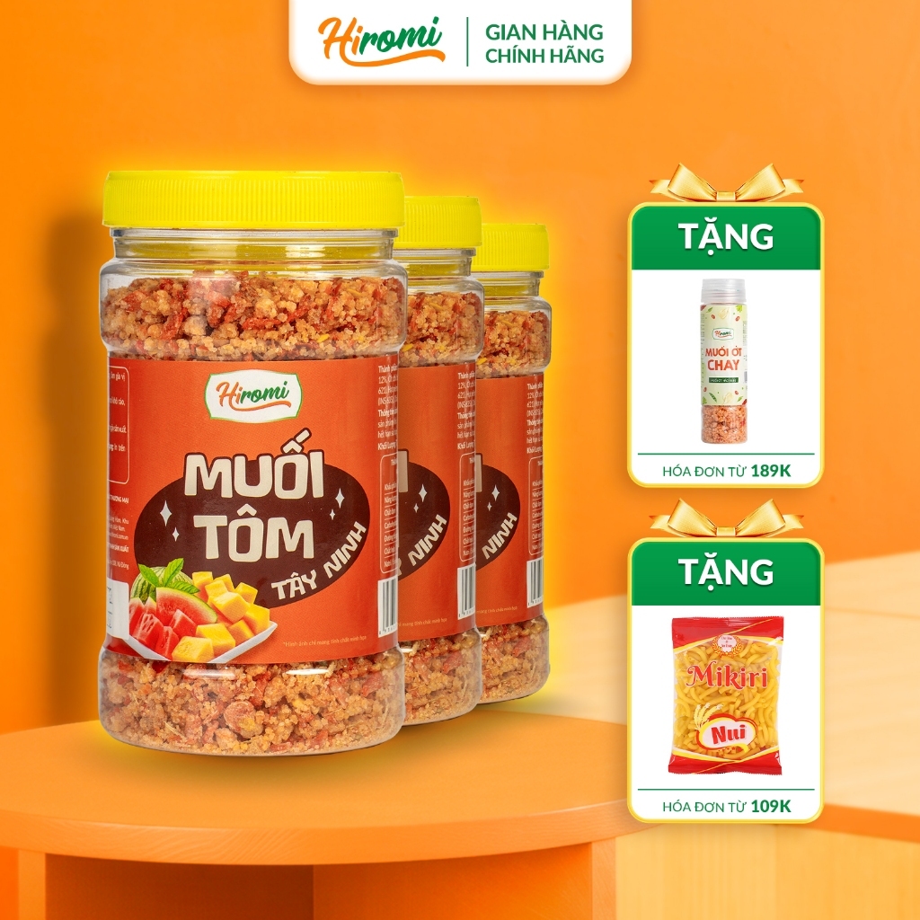 Combo 3 Muối Tôm Tây Ninh Hiromi 230g – Muối Big Size Chấm Trái Cây, Hải Sản Thơm Cay Đậm Đà
