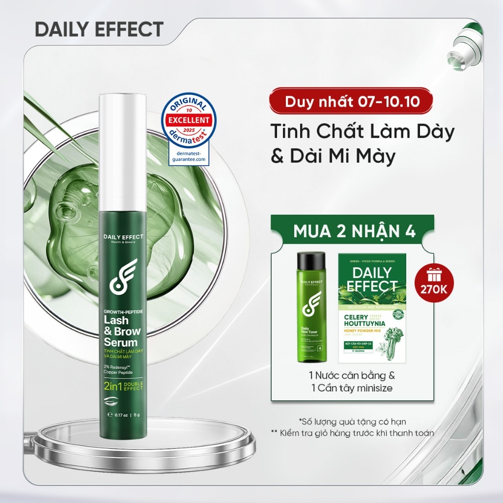 Tinh Chất Làm Dày Và Dài Mi - Mày DAILY EFFECT Growth Peptide Lash & Brow Serum (5g)