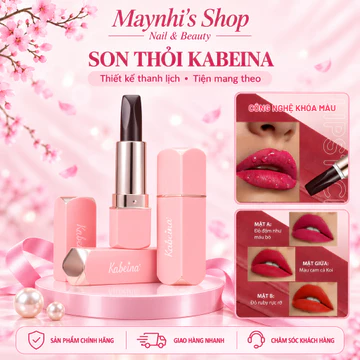 Son Thỏi Kabeina 3 Màu Trong 1 Thỏi | Son Lì Mềm Mịn, Chống Nước, Dưỡng Ẩm, Lâu Trôi