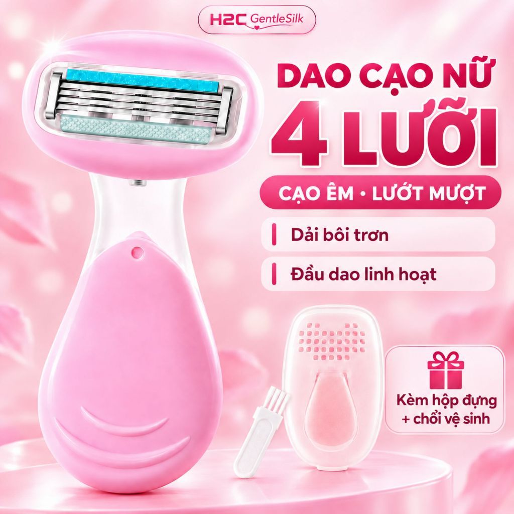 Dao cạo nữ H2C Gentlesilk, dao cạo bikini Venus spa 4 blades ( có che tên)