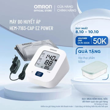 (Dòng mới 2026 - Kèm Adapter) Máy Đo Huyết Áp OMRON EZ Power HEM-7183-CAP - Bảo hành 5 năm