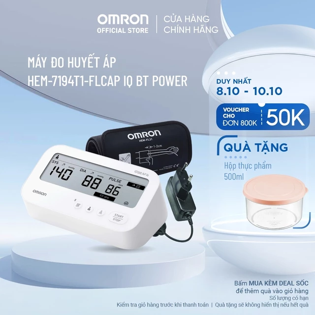 Máy Đo Huyết Áp Bluetooth Phát Hiện Rung Nhĩ OMRON IQ BT HEM-7194T1