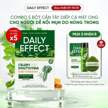 Combo x5 Bột Cần Tây Diếp Cá Mật Ong DAILY EFFECT Celery Houttuynia Honey Power Mix (Hộp 10 Gói x 4g x 5 hộp)